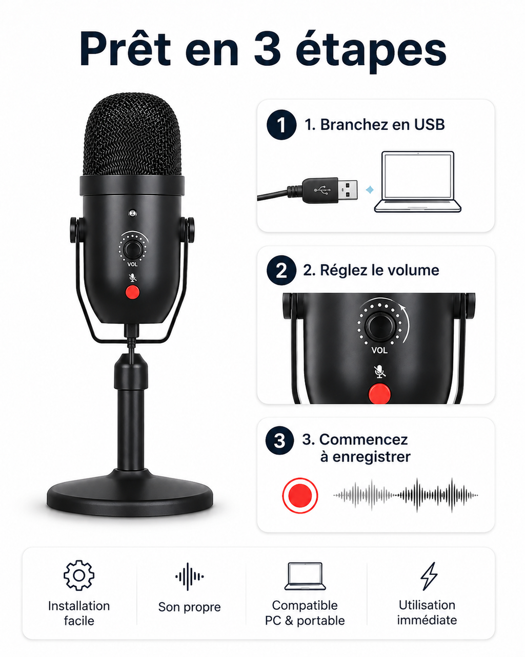 Professional Condenser Desktop Live Broadcast /USB Condenser Mic